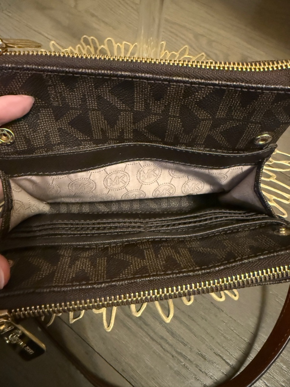 Michael Kors Bundle Black Patent Leather Belt Bag and Brown Logo Crossbody - Picture 5 of 15